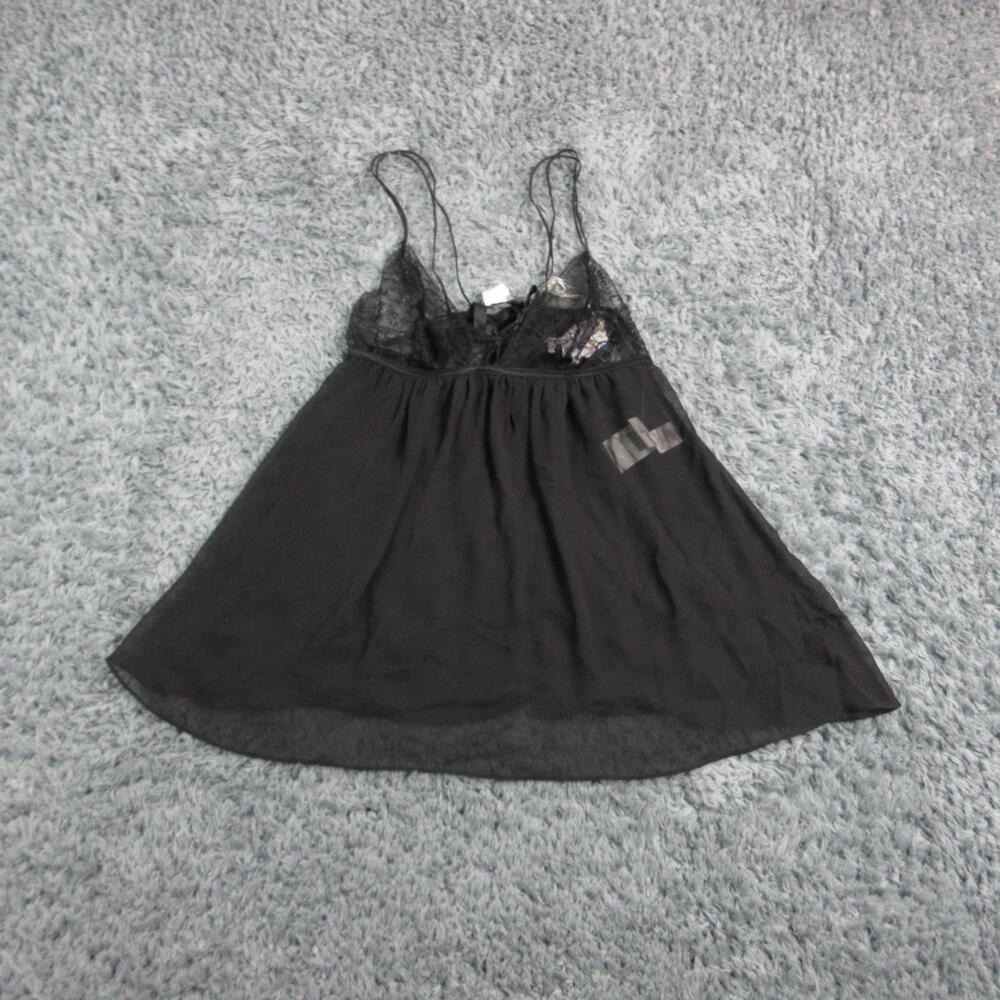 In Bloom By Jonquil Pajama Set Womens M Black Babydoll 2 Piece Lace NWT